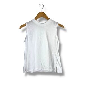 Everlane White Cotton Muscle Tank Top Sleeveless Mock Crew Neck XS NWOT Soft